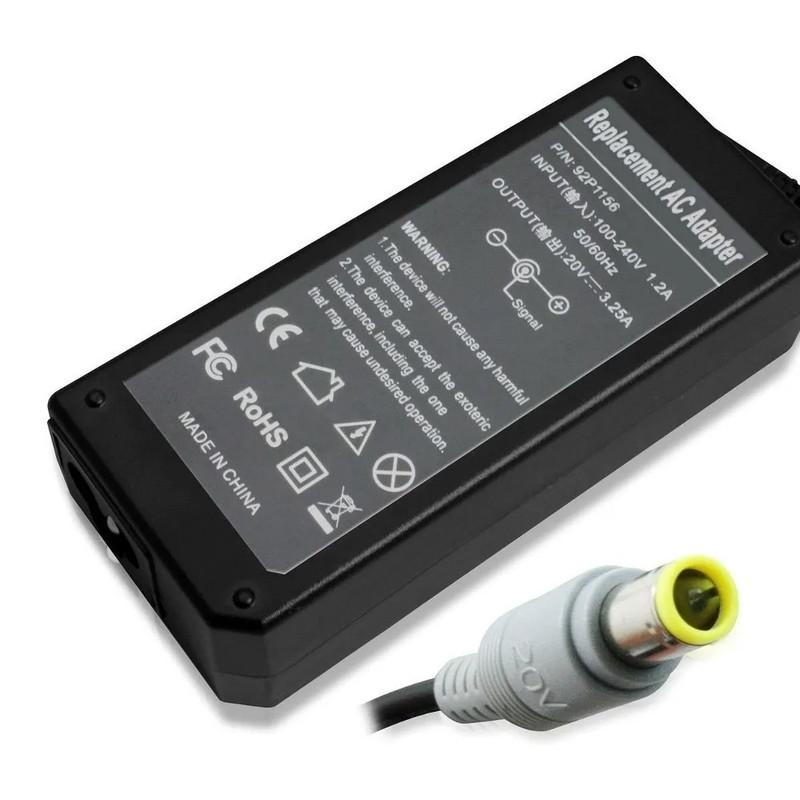 Fonte Compatível Lenovo Ref: Voltagem 20v 3,25A Plug cinza grosso 7.9 x 5.5mm 65 w