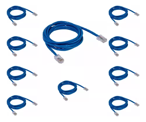 Kit 10 Cabo de Rede Patch Cord Cat6 2 Metros 2m Cat 6 - Utp Rj45