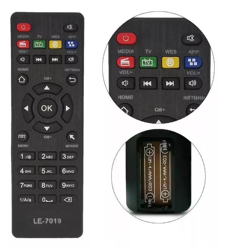 Controle Remoto Para Conversor Tv Smart Aquario 4k LE-7019