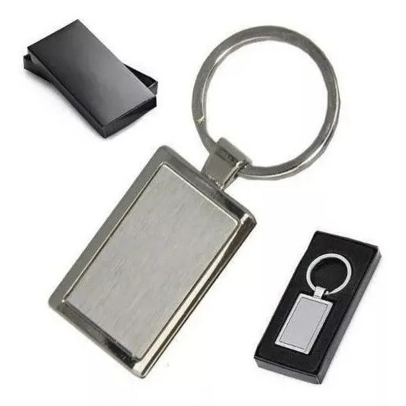 Chaveiro Retangular Metal Escovado Inox