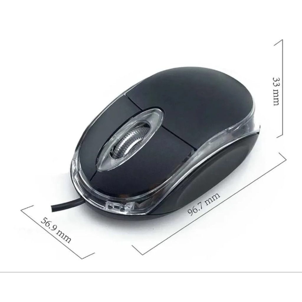 Mouse Usb Com Fio Óptico Black Led vermelho Pc Notebook